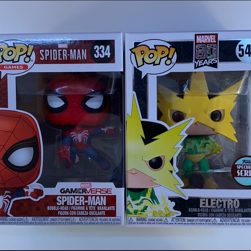 Spider-Man and Electro Funko pop lot